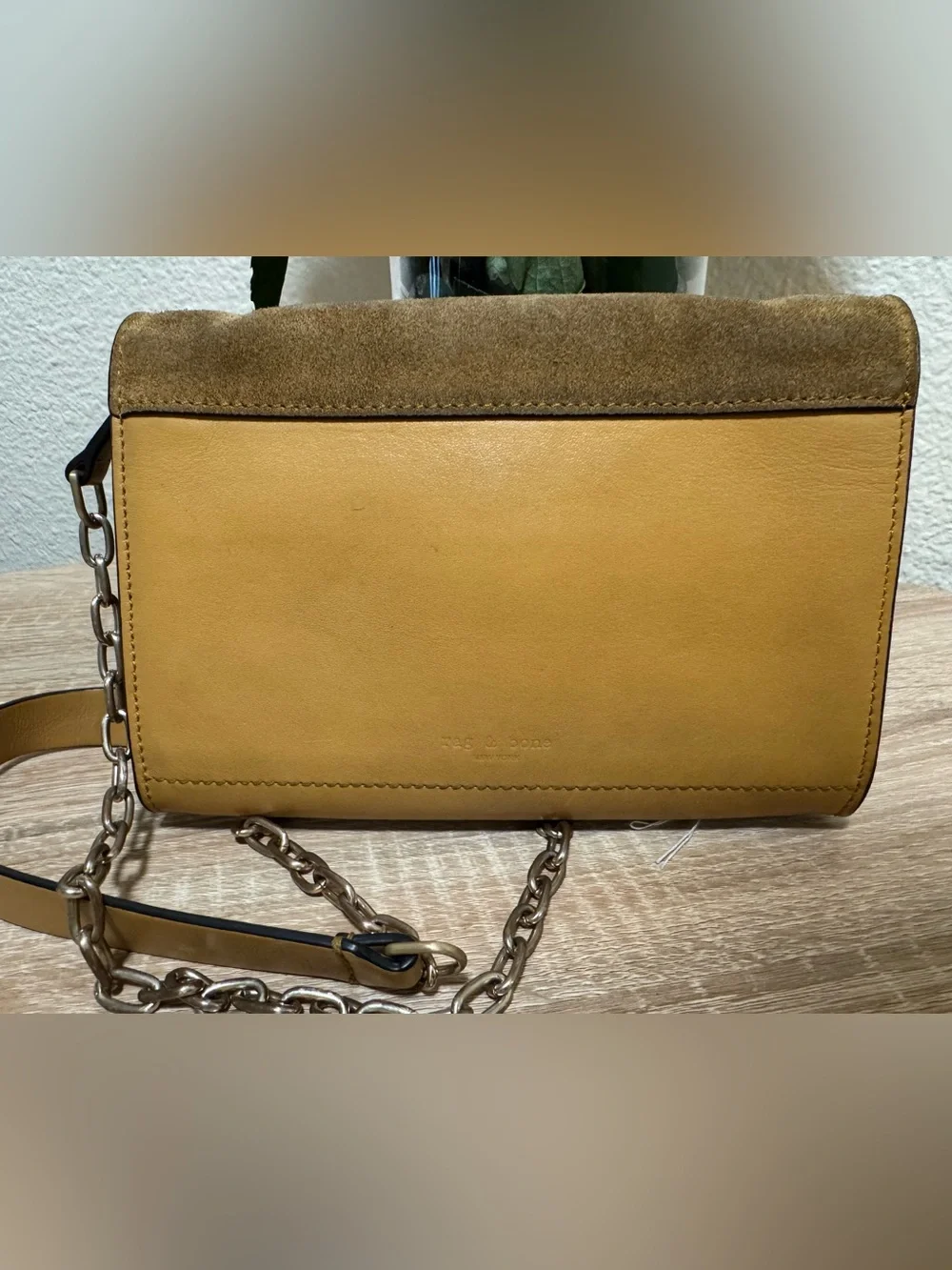 rag & bone Suede Envelope crossbody in Tan with Gold Hardware